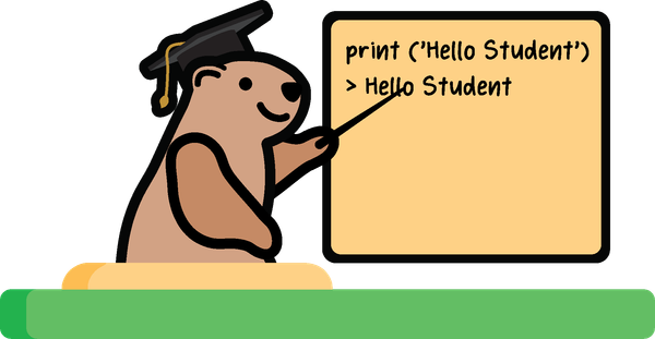 Groundhog pointing to blackboard containing code